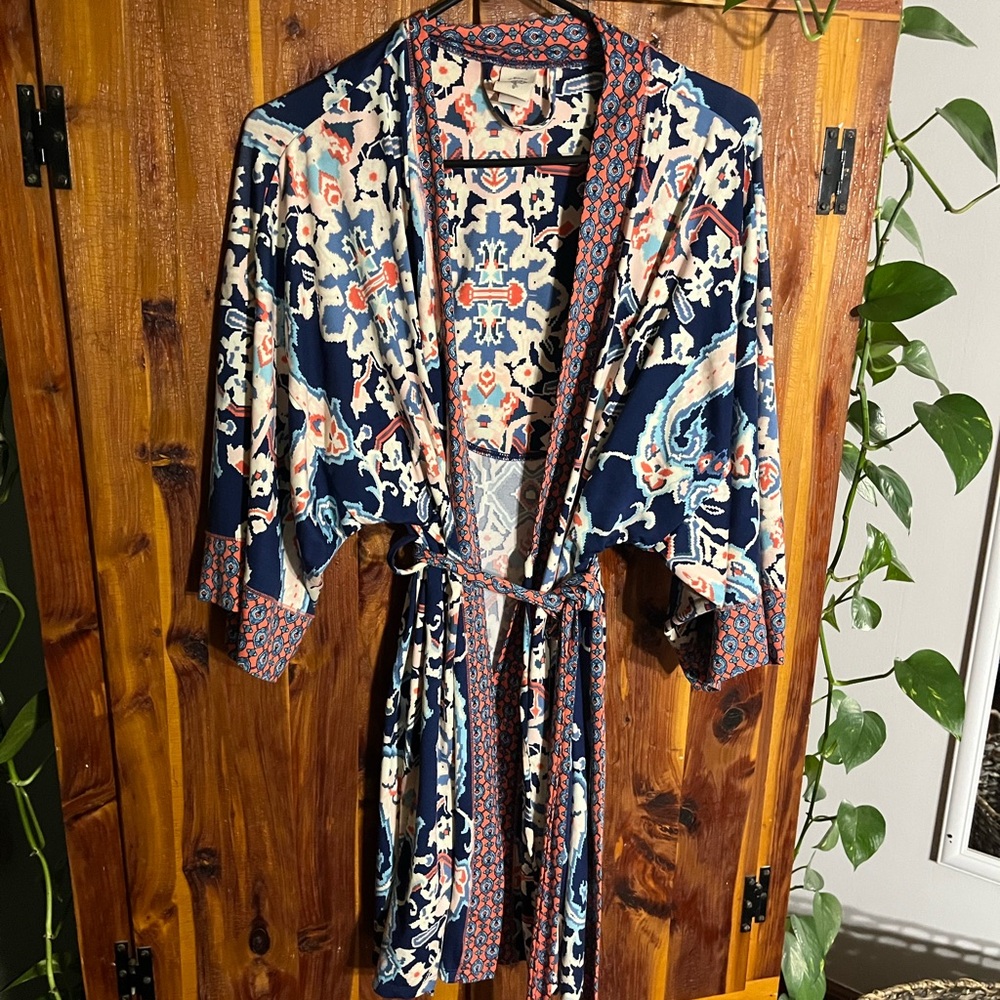 Blue Floral Kimono robe